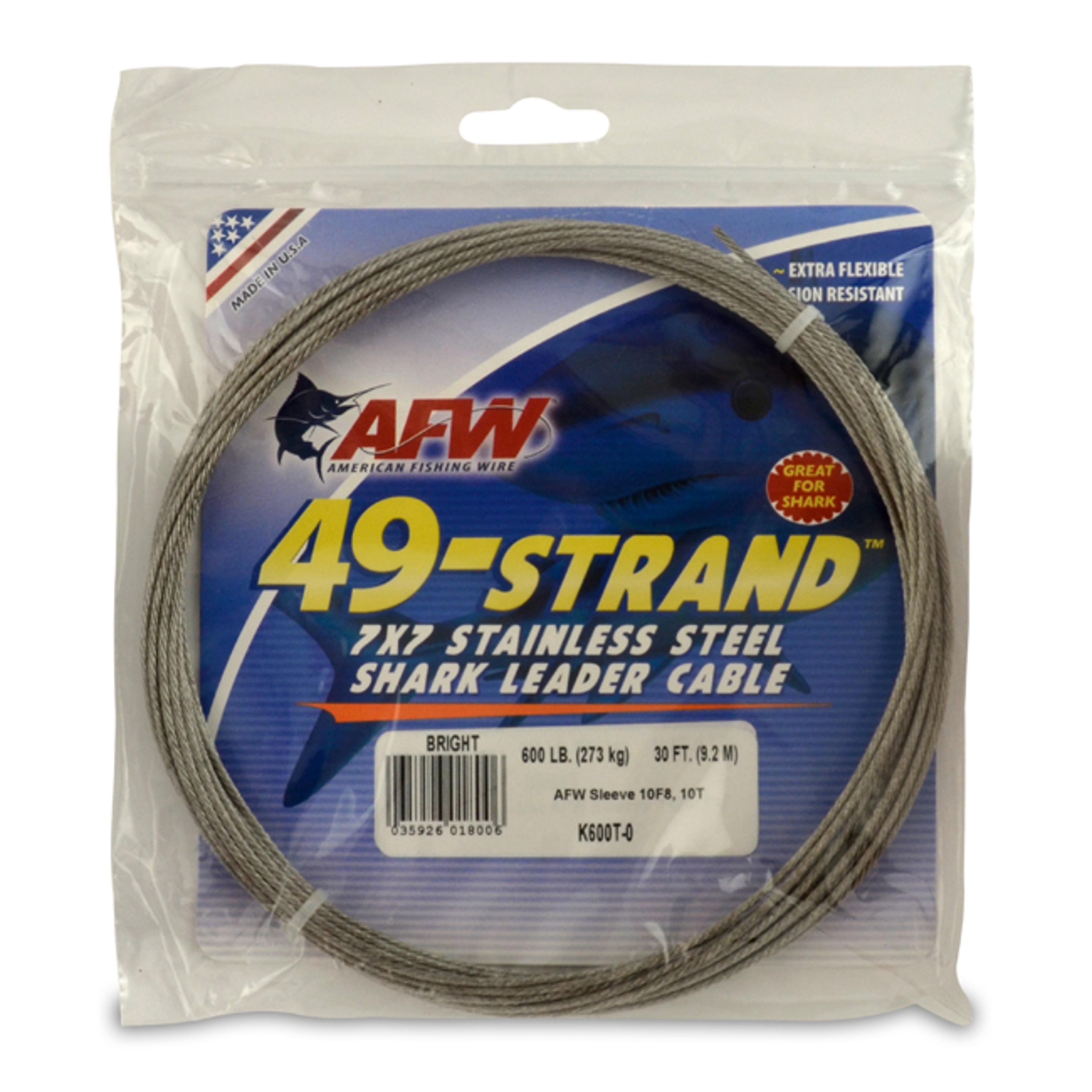 49 Strand 7x7 Stainless Steel Shark Leader Cable 600lb Bright